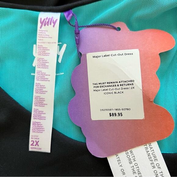 Yitty Fabletics Major Label Black Compression Mini Cut Out Dress Size 2X NWT - Picture 13 of 15